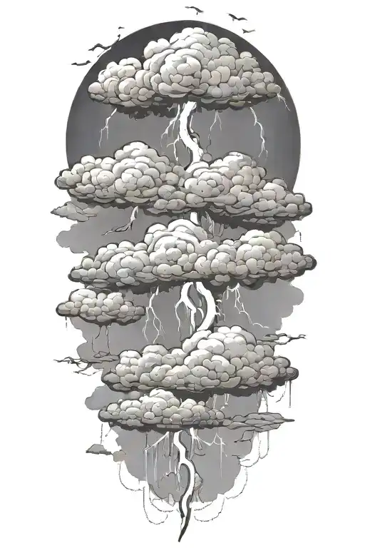 lightning storm clouds tattoo design idea