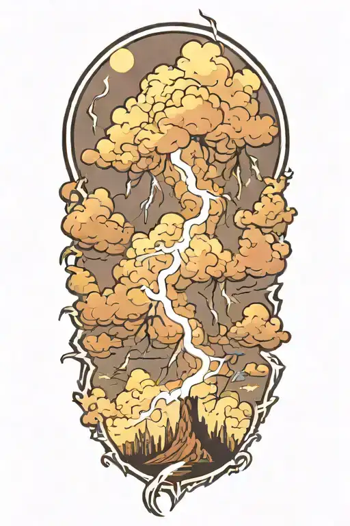 lightning storm clouds tattoo design idea