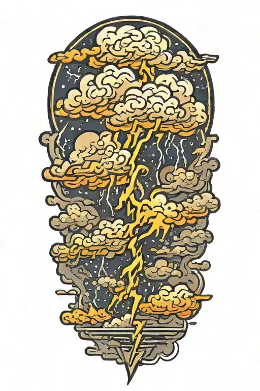 lightning storm clouds tattoo design idea