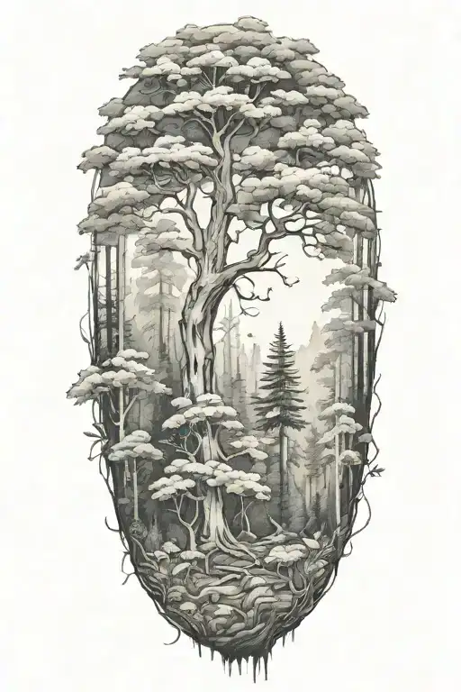 foresty feel tattoo for background piece behind existing tattoo tattoo design idea