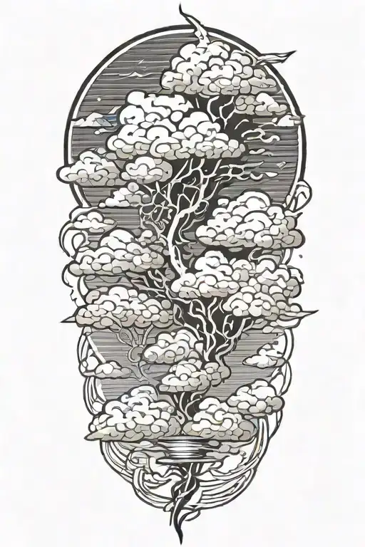 lightning storm clouds tattoo design idea