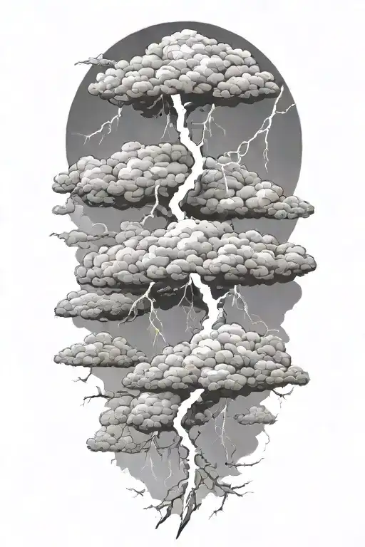 lightning storm clouds tattoo design idea