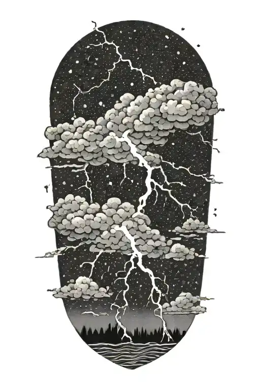 lightning storm clouds tattoo design idea