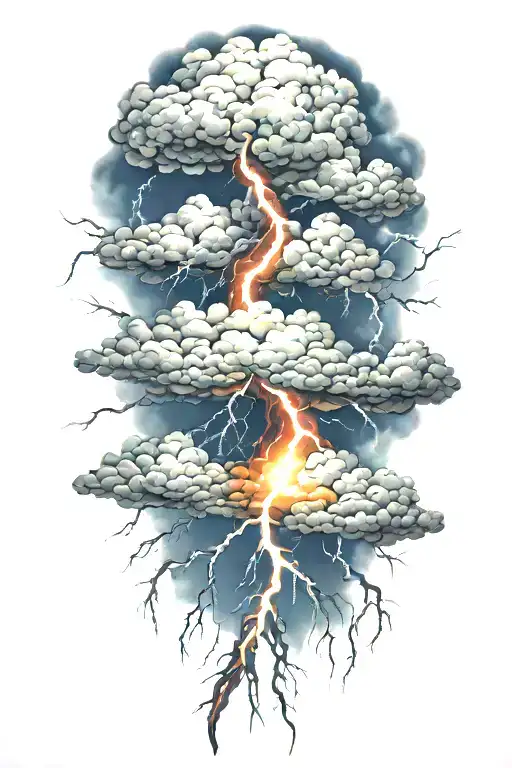 lightning storm clouds tattoo design idea