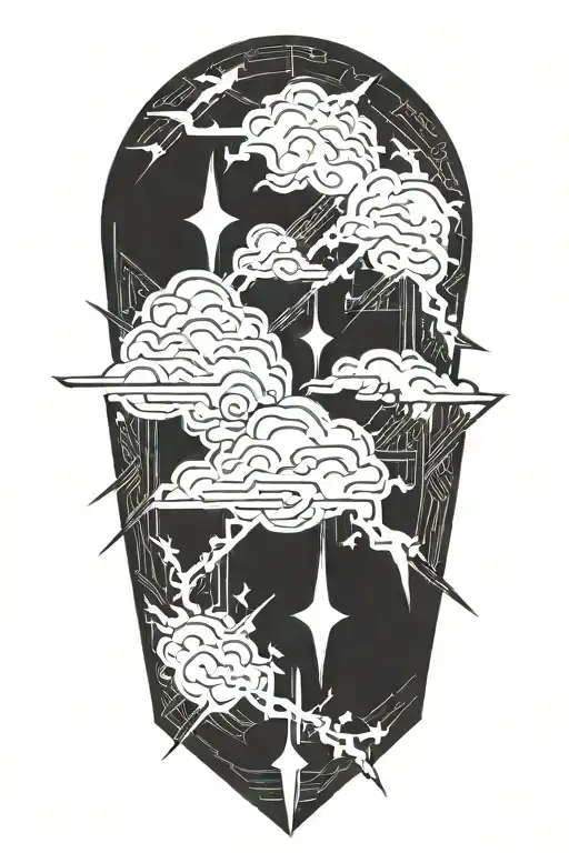 lightning storm clouds tattoo design idea