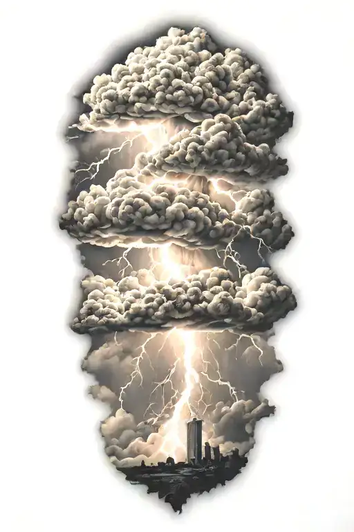 lightning storm clouds tattoo design idea