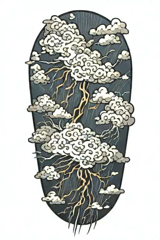 lightning storm clouds tattoo design idea