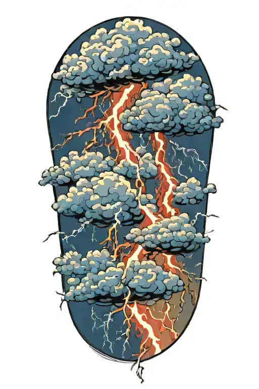 lightning storm clouds tattoo design idea