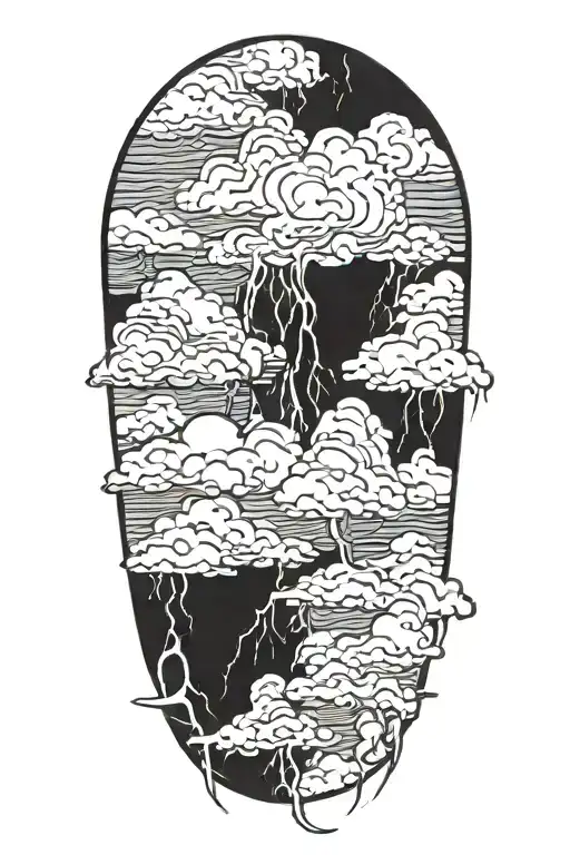 lightning storm clouds tattoo design idea