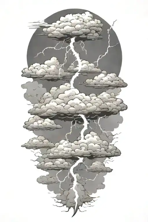 lightning storm clouds tattoo design idea
