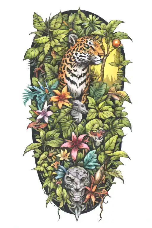 jungle tattooto be used as a background behind existing tattoo tattoo design idea