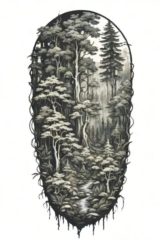 foresty feel tattoo for background piece behind existing tattoo tattoo design idea