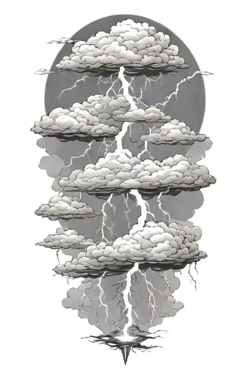 lightning storm clouds tattoo design idea