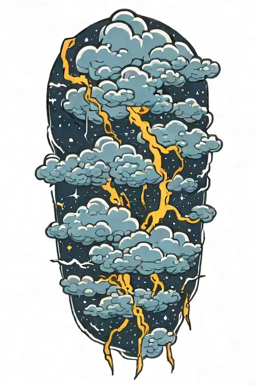 lightning storm clouds tattoo design idea