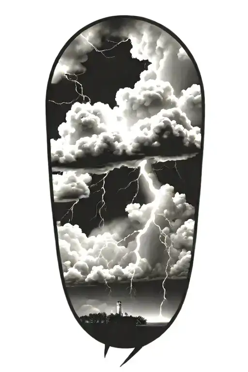 lightning storm clouds tattoo design idea
