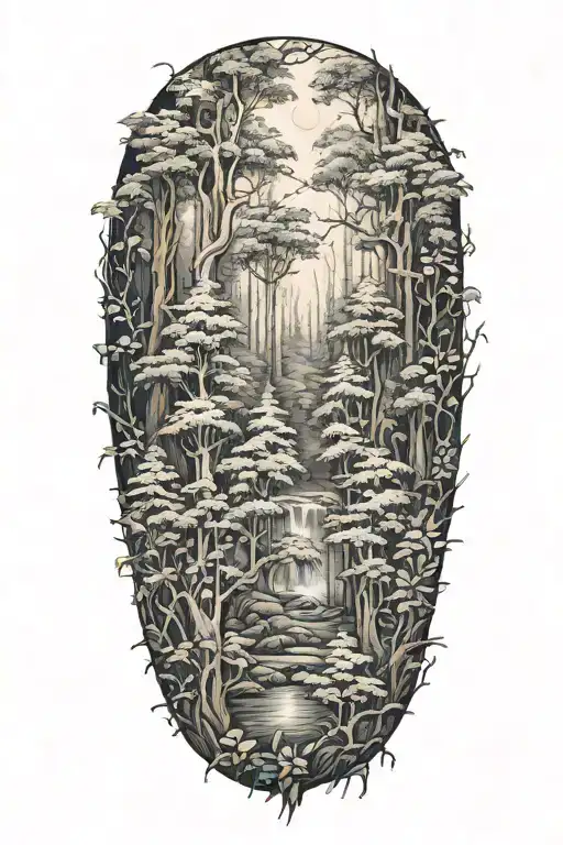 foresty feel tattoo for background piece behind existing tattoo tattoo design idea