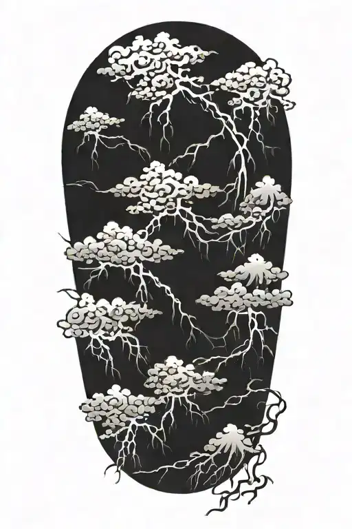 lightning storm clouds tattoo design idea