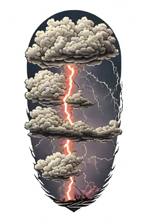 lightning storm clouds tattoo design idea