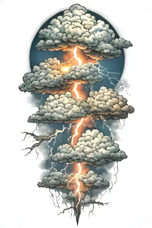 lightning storm clouds tattoo design idea