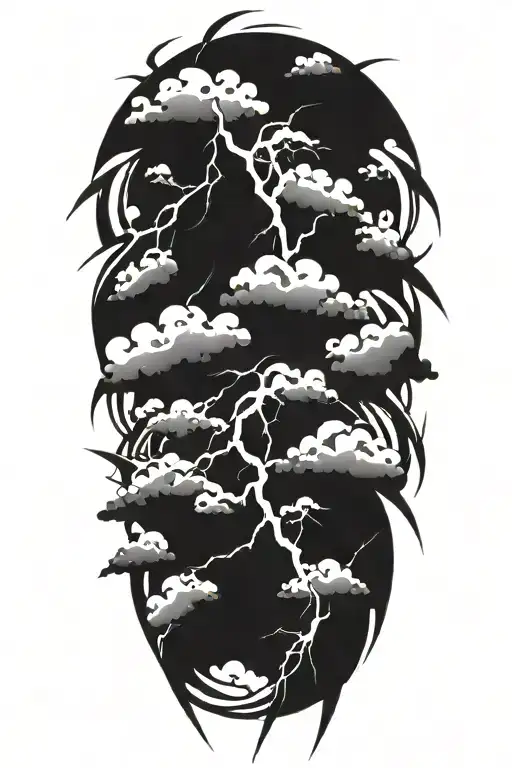 lightning storm clouds tattoo design idea