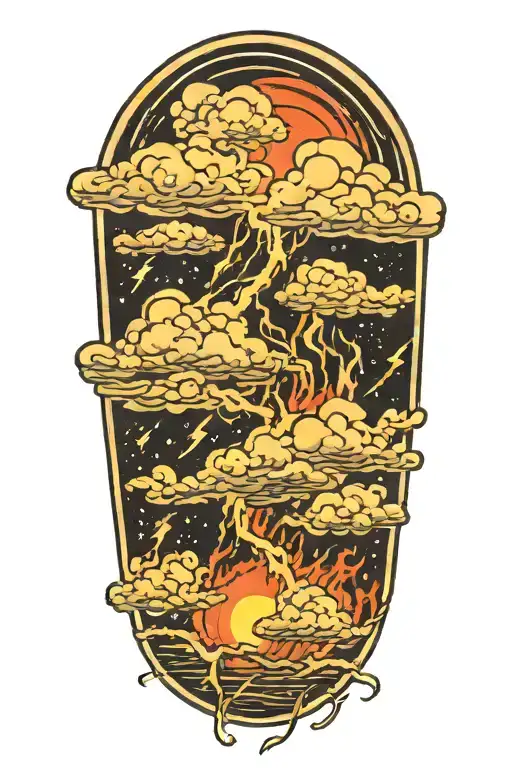 lightning storm clouds tattoo design idea