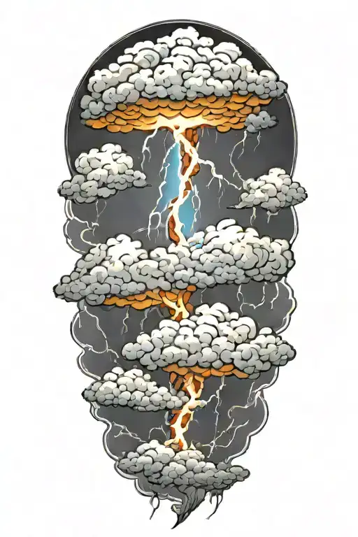 lightning storm clouds tattoo design idea