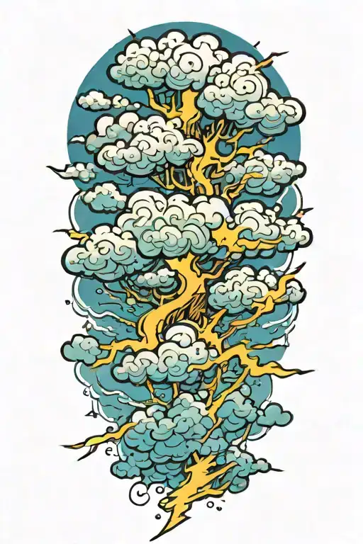 lightning storm clouds tattoo design idea