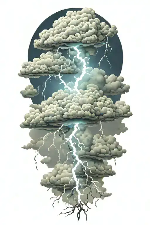 lightning storm clouds tattoo design idea