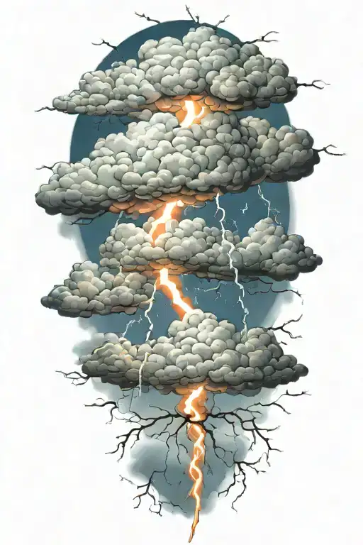 lightning storm clouds tattoo design idea