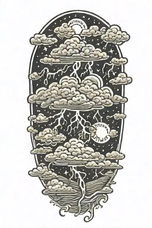 lightning storm clouds tattoo design idea