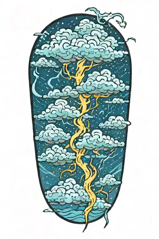 lightning storm clouds tattoo design idea