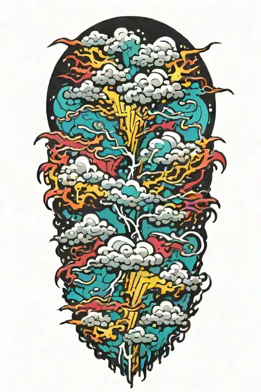 lightning storm clouds tattoo design idea