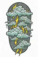 lightning storm clouds tattoo design idea