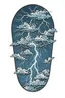 lightning storm clouds tattoo design idea