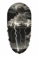 lightning storm clouds tattoo design idea