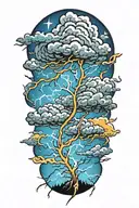 lightning storm clouds tattoo design idea