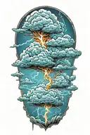 lightning storm clouds tattoo design idea