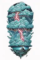 lightning storm clouds tattoo design idea