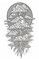 lightning storm clouds tattoo design idea