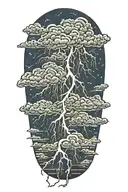 lightning storm clouds tattoo design idea