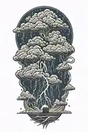 lightning storm clouds tattoo design idea