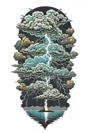 lightning storm clouds tattoo design idea