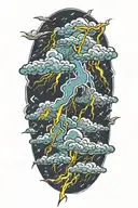 lightning storm clouds tattoo design idea