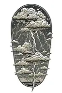 lightning storm clouds tattoo design idea