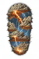 realistic lightning storm clouds tattoo design idea