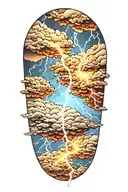 realistic lightning storm clouds tattoo design idea