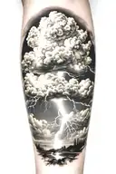 lightning storm clouds tattoo design idea