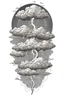 lightning storm clouds tattoo design idea