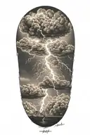 lightning storm clouds tattoo design idea