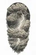 lightning storm clouds tattoo design idea
